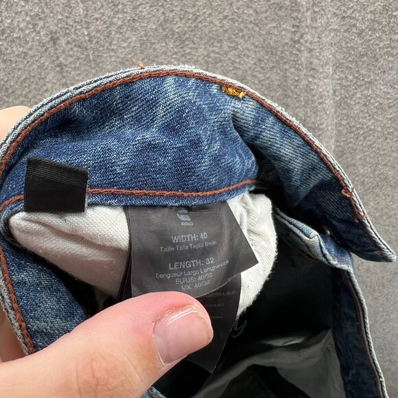 G-Star RAW Jeans Men 40x32 Blue Arc Zip 3D Slim Distressed Denim Tapered Acid - Picture 9 of 11